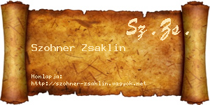 Szohner Zsaklin névjegykártya